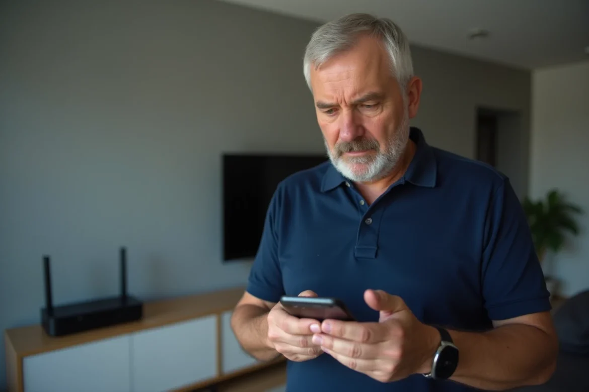 Homme recevant un appel indésirable depuis un numéro en 0424 et cherchant à le bloquer via sa box internet