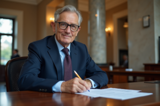 Homme d affaires âgé remplissant des formulaires bancaires