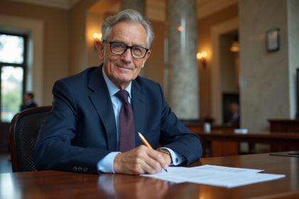 Homme d affaires âgé remplissant des formulaires bancaires