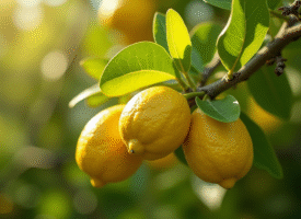 Raisin de branche de citronnier avec feuilles jaunes et vertes
