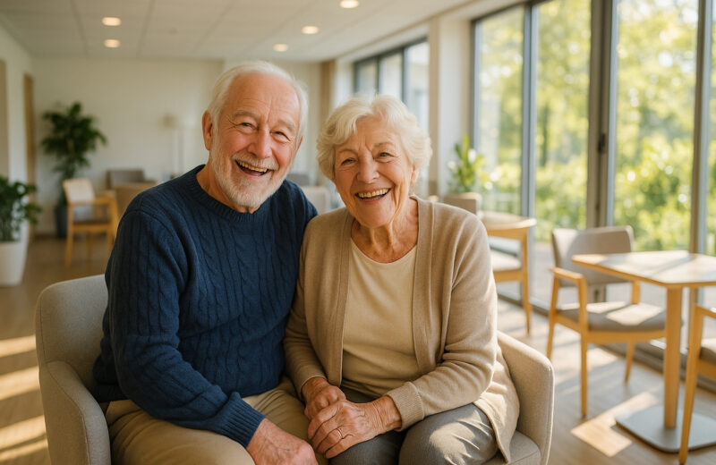 Couple senior heureux dans une résidence en Bretagne
