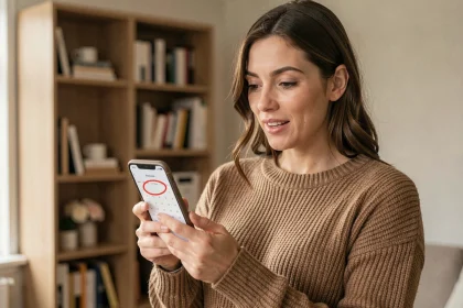 Femme consultant un calendrier sur smartphone pour planifier ses achats Black Friday 2026 en France