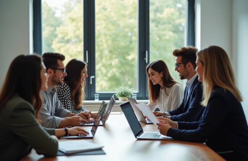 Groupe de jeunes professionnels en réunion de travail