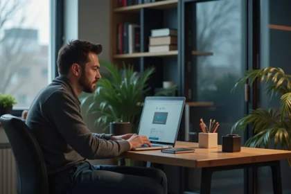 Homme d'âge moyen perplexe devant son ordinateur à la maison