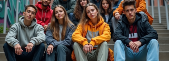 Groupe de jeunes adultes en streetwear dans la rue