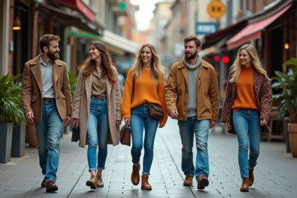 Groupe de jeunes adultes en mode urbain dynamique