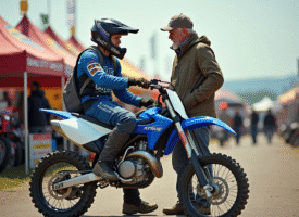 Jeune motard motocross avec Yamaha 125 en marché européen