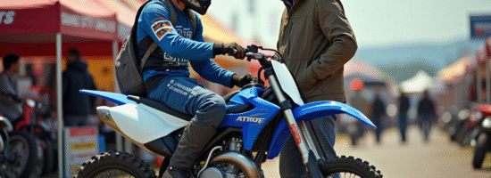 Jeune motard motocross avec Yamaha 125 en marché européen