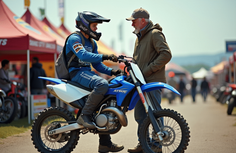 Jeune motard motocross avec Yamaha 125 en marché européen