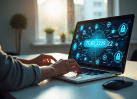 Personne travaillant sur un ordinateur portable avec adresse IP 77,87,229,22